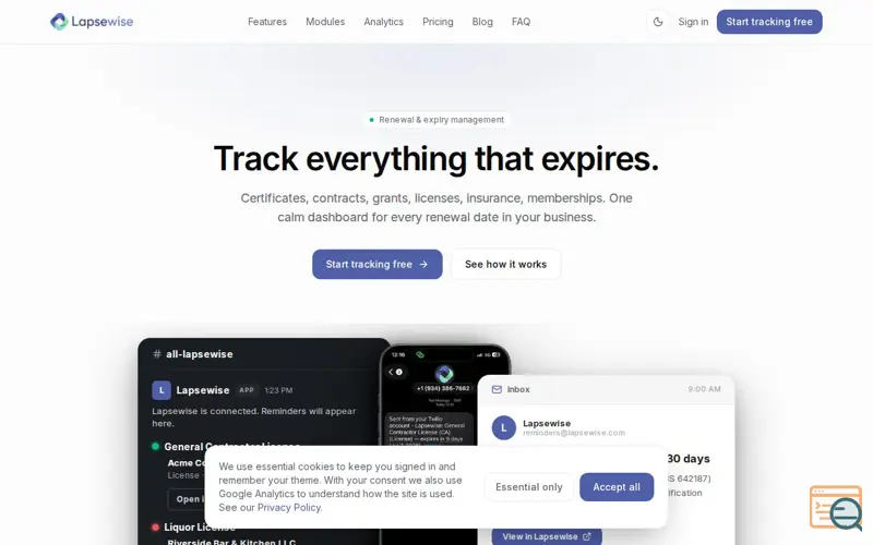 Screenshot of Lapsewise