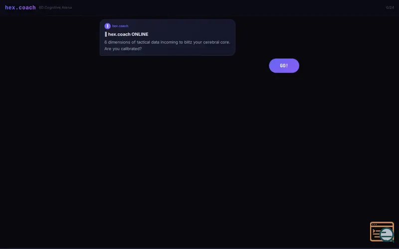 Screenshot of hex.coach — 6D Cognitive Arena