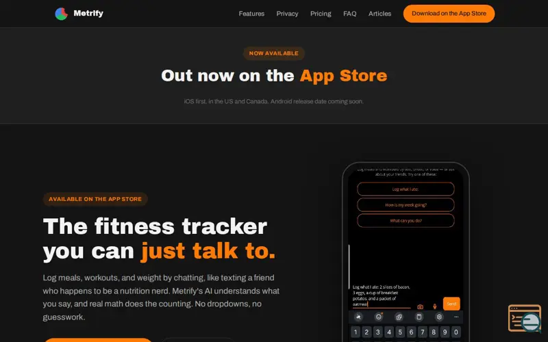 Screenshot of Metrify