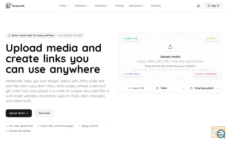 Screenshot of Media2URL