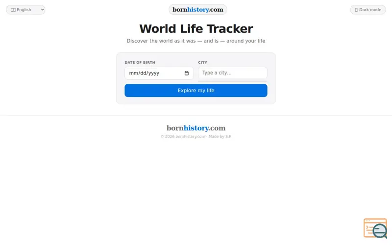 Screenshot of BornHistory