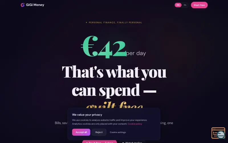 Screenshot of GiGi Money