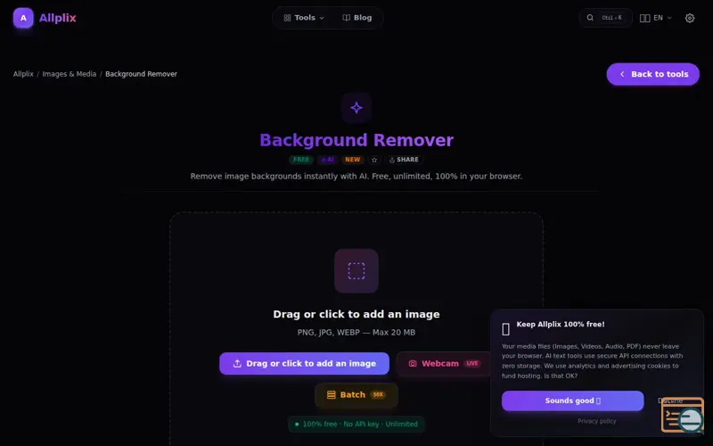 Screenshot of Allplix, a launch using corsproxy.io