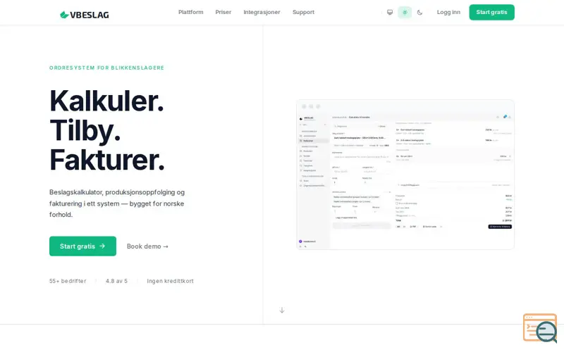 Screenshot of VBESLAG, a launch using Domeneshop Email