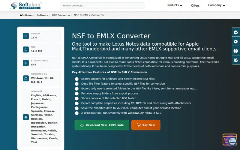 Screenshot of Softaken NSF to EMLX Converter