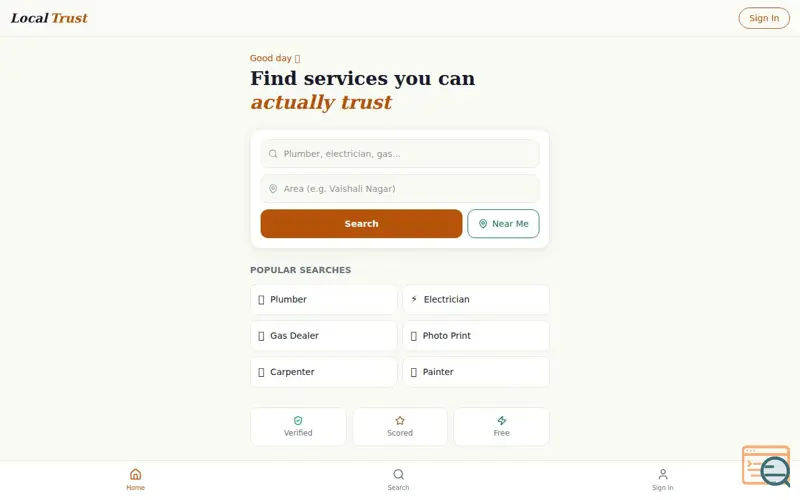Screenshot of LocalTrust — Find Trusted Local Services