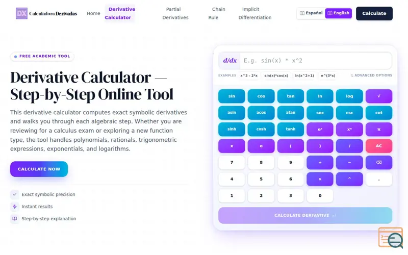 Screenshot of Calculadora Derivadas
