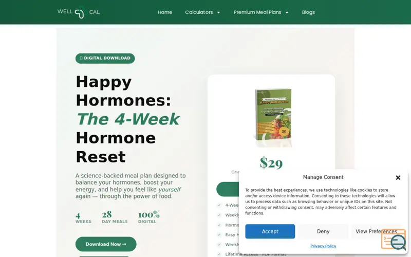 Screenshot of Happy Hormones: Hormone Reset Meal Plan
