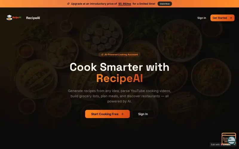 Screenshot of RecipeAI