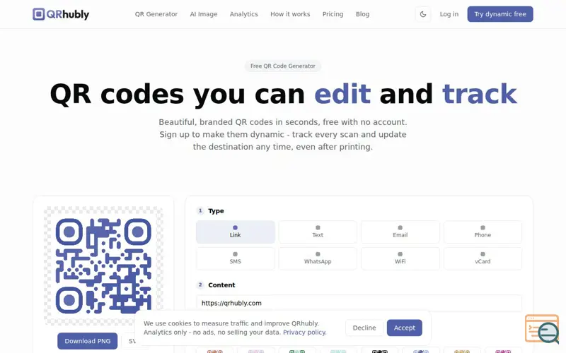 Screenshot of QRhubly