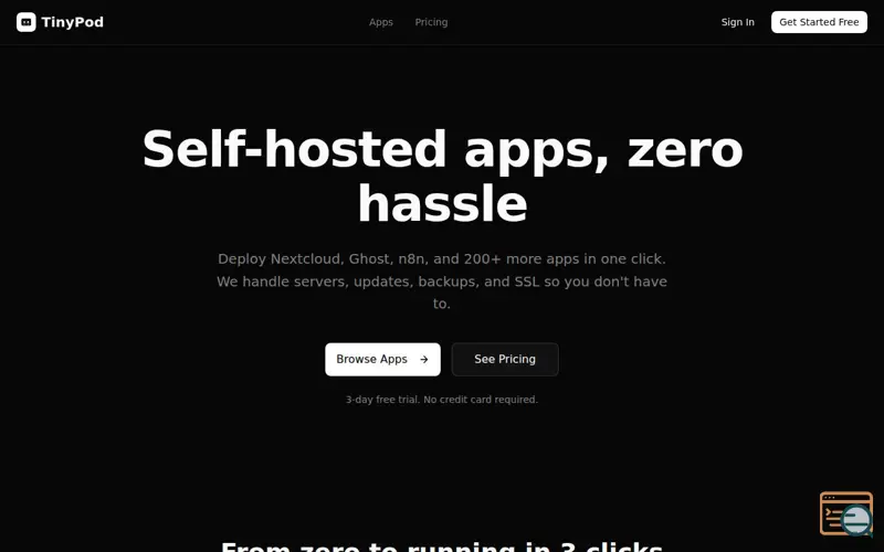 Screenshot of TinyPod, a launch using Orchids