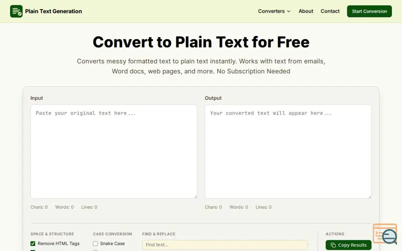 Screenshot of Plain Text Converter