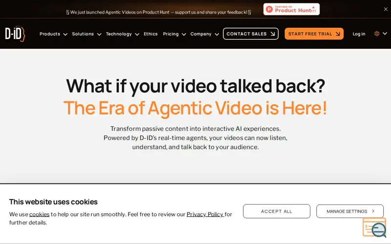 Screenshot of Agentic videos by D-ID