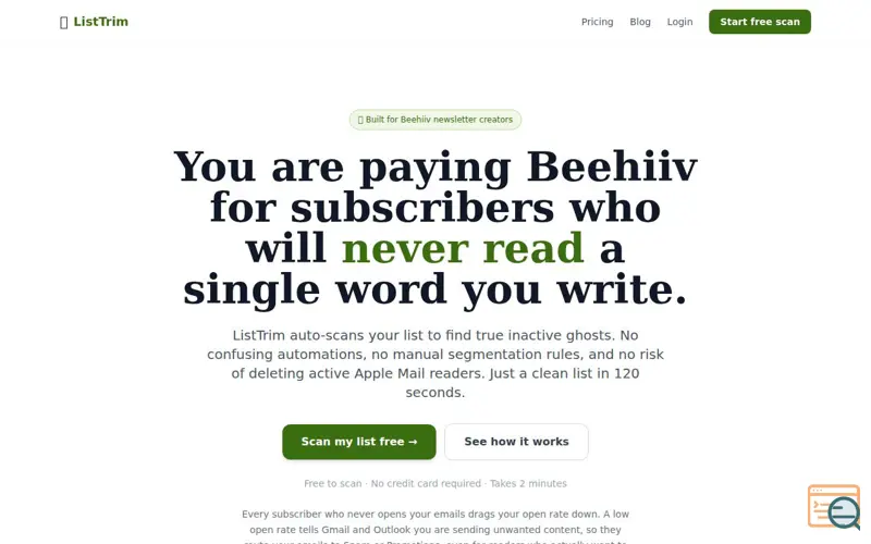Screenshot of ListTrim