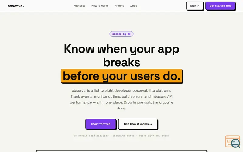 Screenshot of Observe.