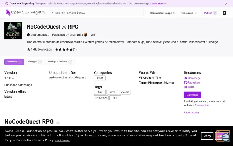 Screenshot of NoCodeQuest - RPG