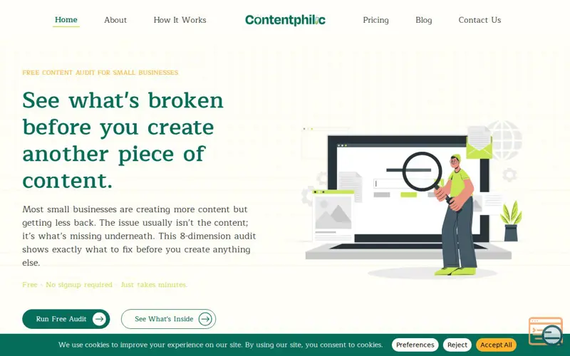 Screenshot of Contentphilic - Content Audit Tool