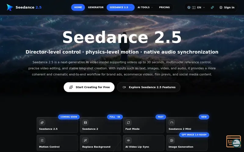 Screenshot of Seedance 2.5