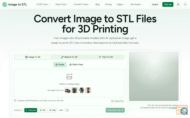 Screenshot of Image to STL