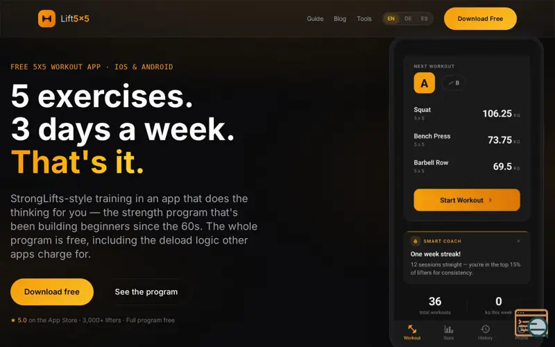 Screenshot of Lift5x5