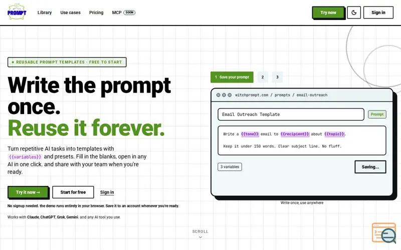 Screenshot of WitchPrompt