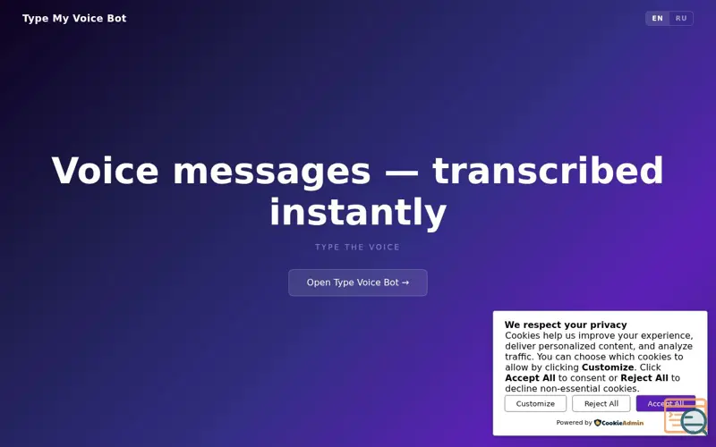 Screenshot of Type the Voice Bot