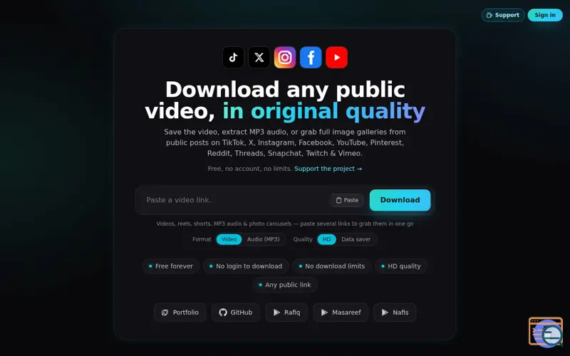 Screenshot of Socialdownloader