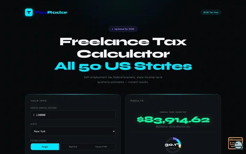 Screenshot of TaxRadar
