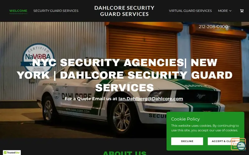 Screenshot of DAHLCORE SECURITY GUARD SERVICES, a launch using TrustedSite