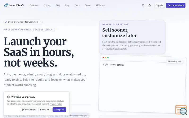Screenshot of LaunchSaaS