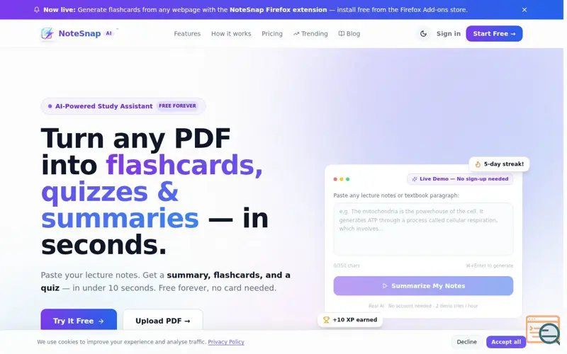 Screenshot of NoteSnap AI – AI Study Tool