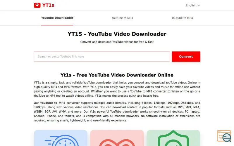 Screenshot of YT1s: YouTube video downloader