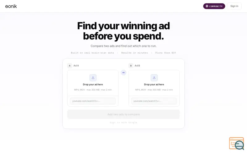 Screenshot of A/B