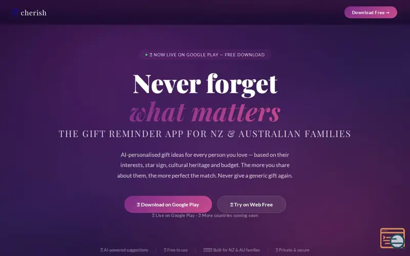 Screenshot of Cherish