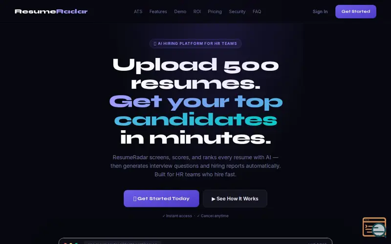 Screenshot of ResumeRadar  — Your AI Hiring Bestie