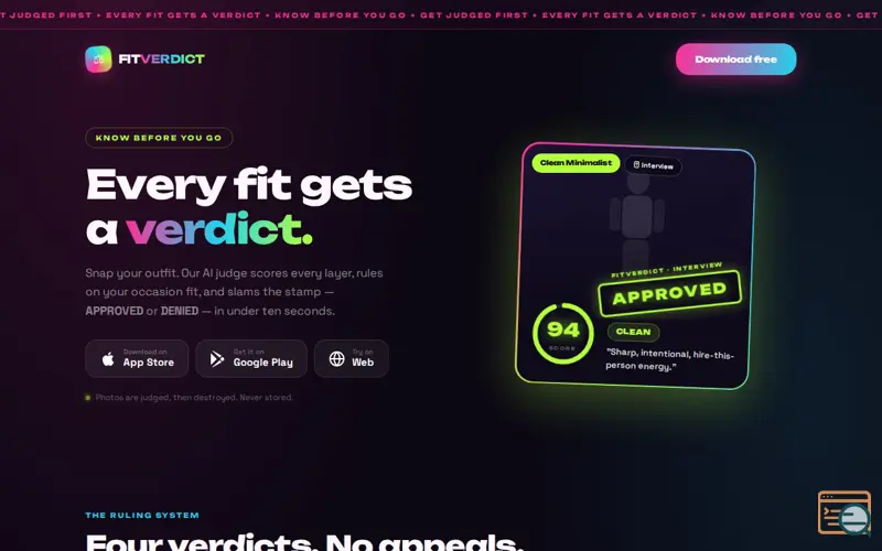 Screenshot of FitVerdict — Know before you go