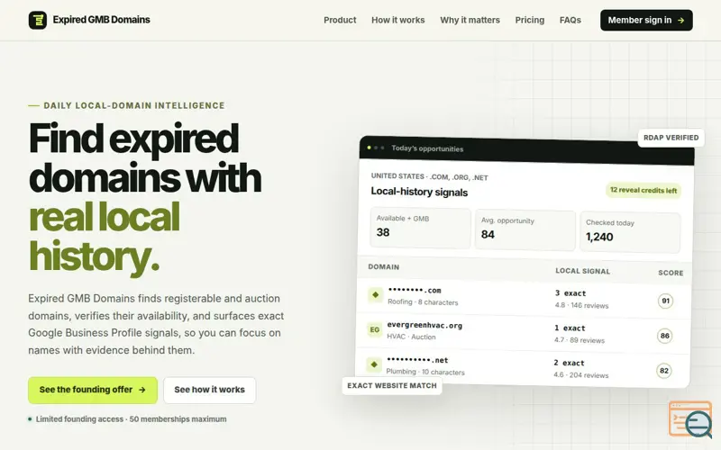 Screenshot of Expired GMB Domains