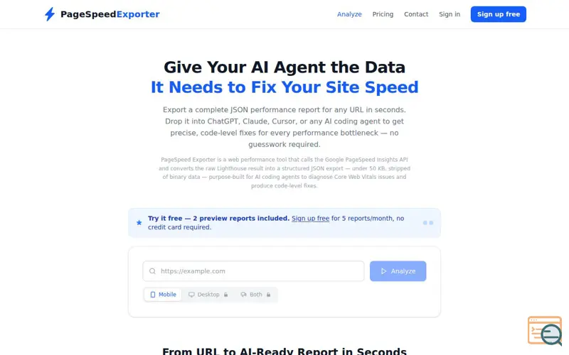 Screenshot of PageSpeed Exporter, a launch using Fathom
