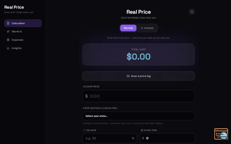 Screenshot of Real Price