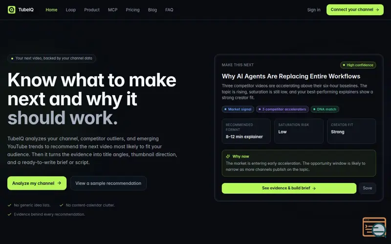 Screenshot of TubeIQ