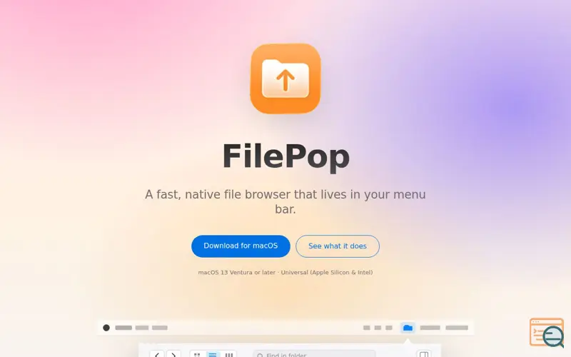 Screenshot of FilePop, a launch using Inspectlet