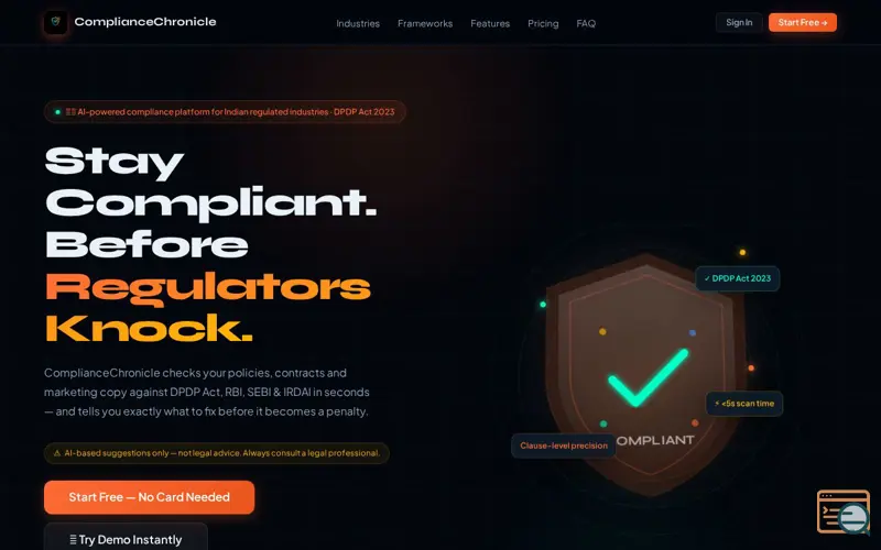 Screenshot of ComplianceChronicle