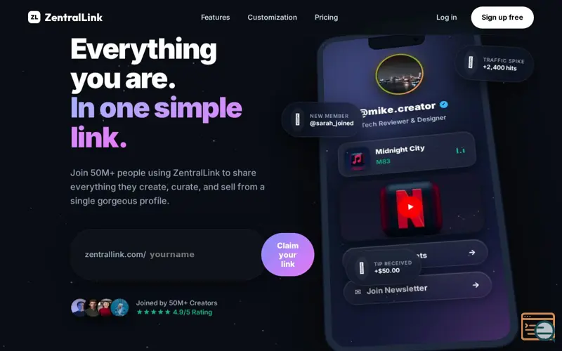 Screenshot of ZentralLink