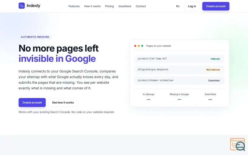 Screenshot of Indexly