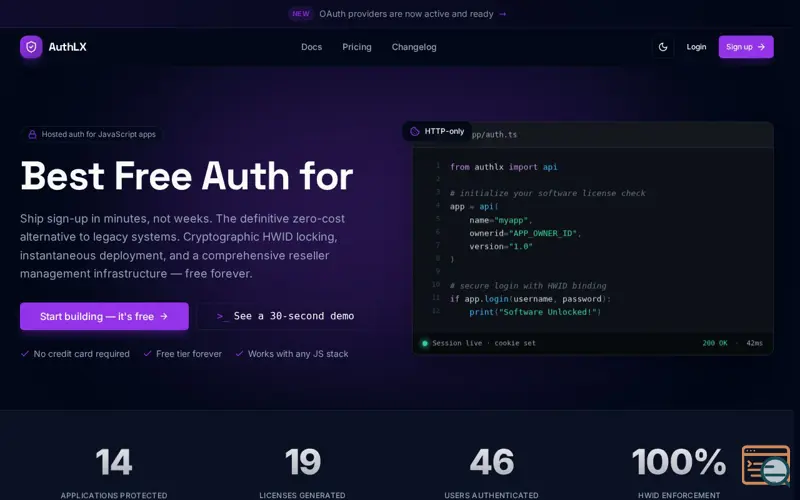 Screenshot of AuthLX