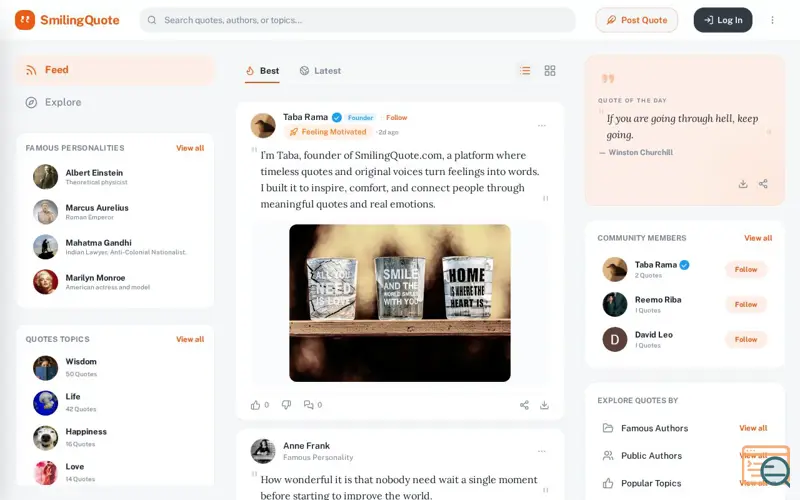 Screenshot of SmilingQuote