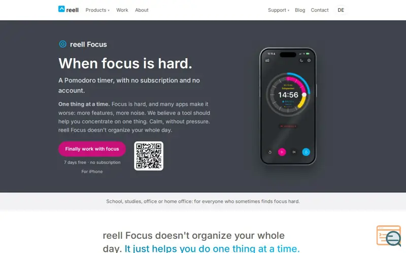Screenshot of reell Focus