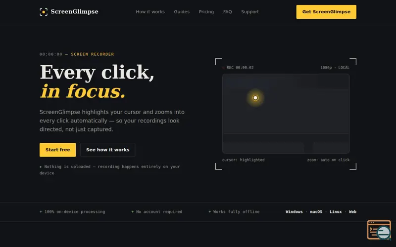 Screenshot of ScreenGlimpse