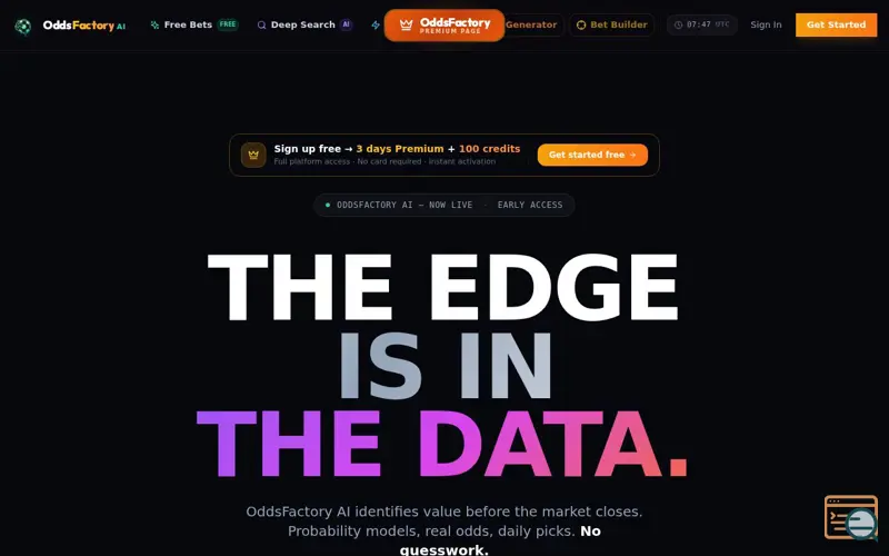 Screenshot of OddsFactoryAI - AI betting tool 