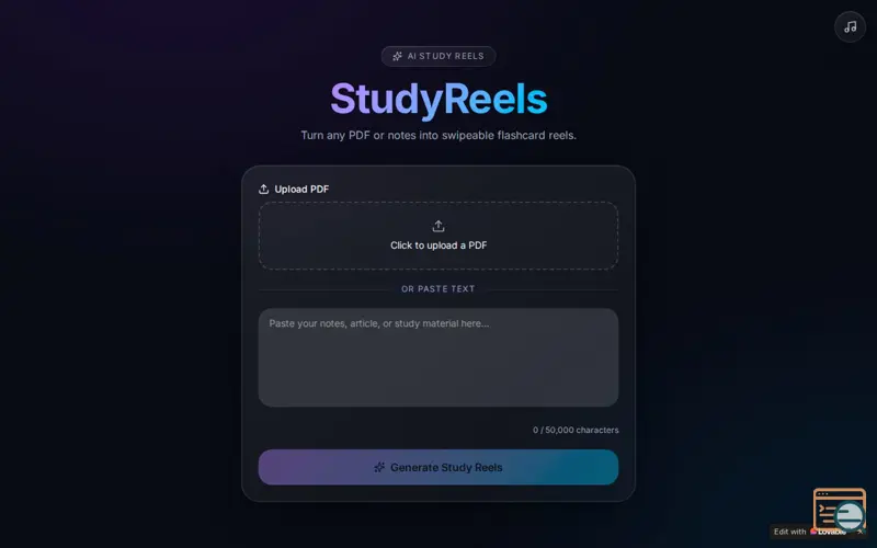 Screenshot of Studyreels 